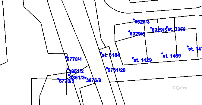 Parcela st. 3184 v KÚ Kraslice, Katastrální mapa