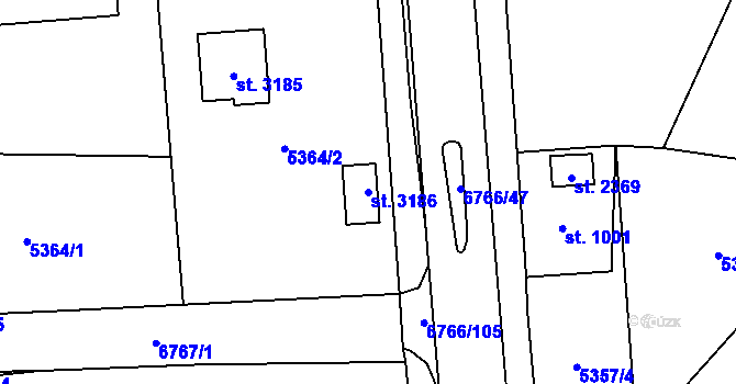 Parcela st. 3186 v KÚ Kraslice, Katastrální mapa
