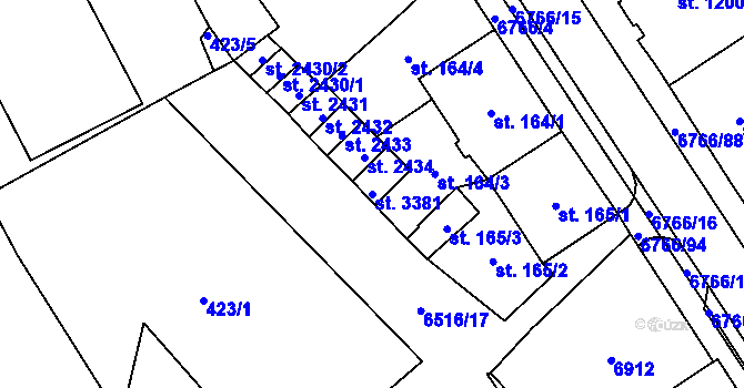 Parcela st. 3381 v KÚ Kraslice, Katastrální mapa