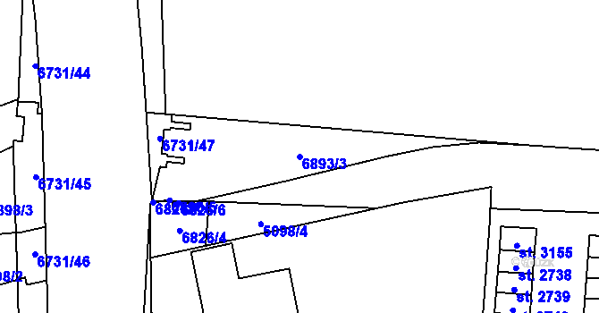 Parcela st. 6893/3 v KÚ Kraslice, Katastrální mapa