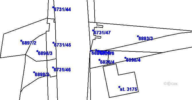 Parcela st. 6893/5 v KÚ Kraslice, Katastrální mapa