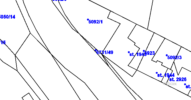 Parcela st. 6731/49 v KÚ Kraslice, Katastrální mapa