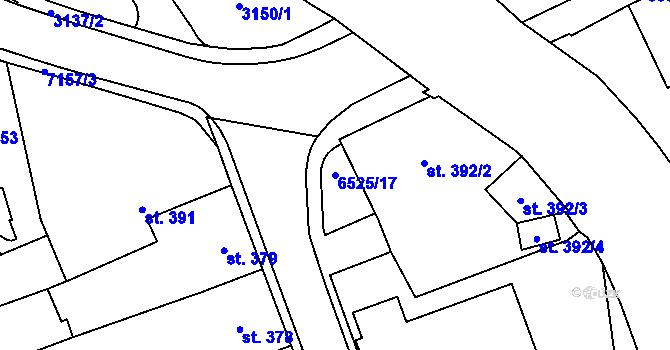 Parcela st. 6525/17 v KÚ Kraslice, Katastrální mapa