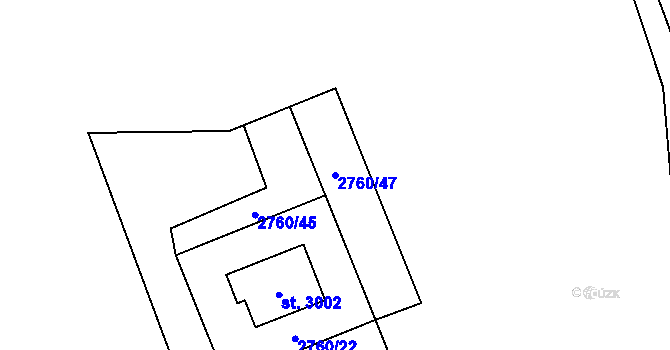 Parcela st. 2760/47 v KÚ Kraslice, Katastrální mapa