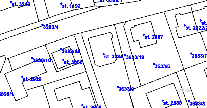 Parcela st. 3084 v KÚ Kraslice, Katastrální mapa