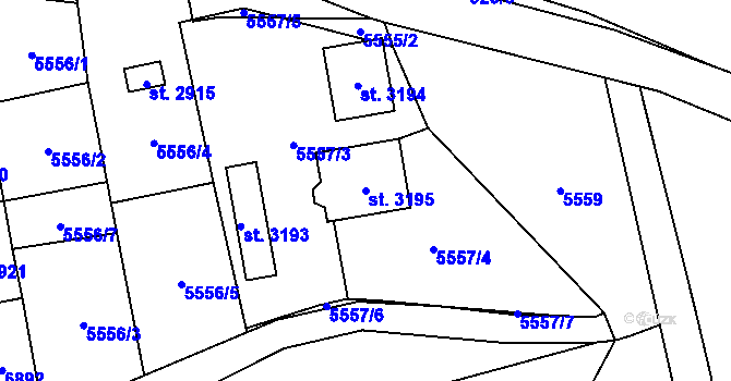 Parcela st. 3195 v KÚ Kraslice, Katastrální mapa