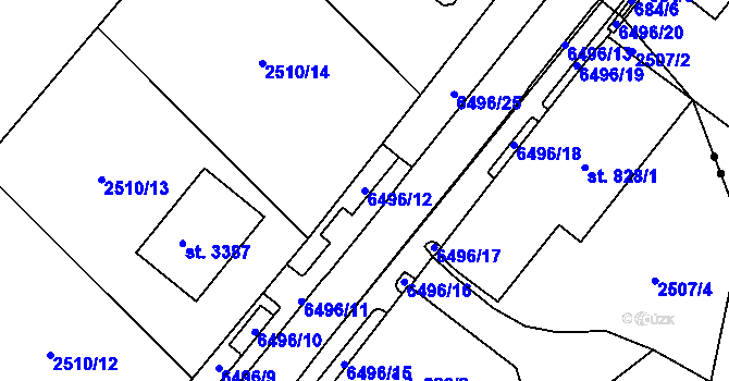 Parcela st. 6496/12 v KÚ Kraslice, Katastrální mapa