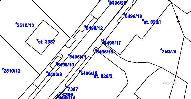 Parcela st. 6496/16 v KÚ Kraslice, Katastrální mapa