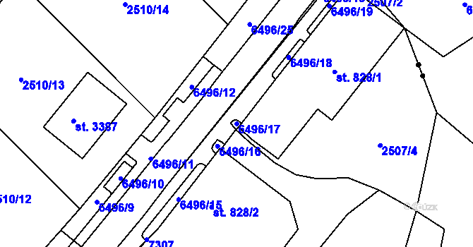 Parcela st. 6496/17 v KÚ Kraslice, Katastrální mapa