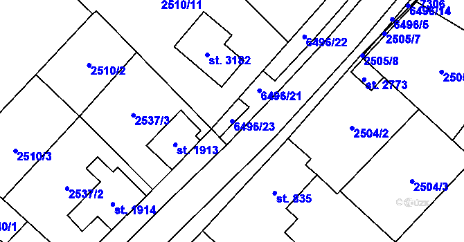 Parcela st. 6496/23 v KÚ Kraslice, Katastrální mapa