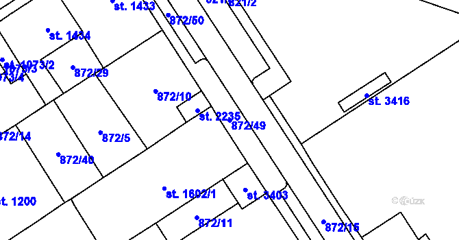 Parcela st. 872/49 v KÚ Kraslice, Katastrální mapa