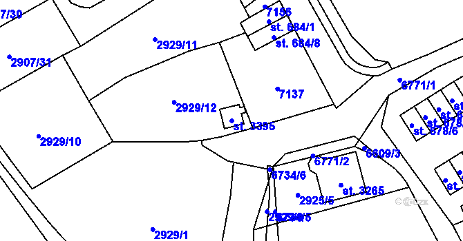 Parcela st. 3395 v KÚ Kraslice, Katastrální mapa