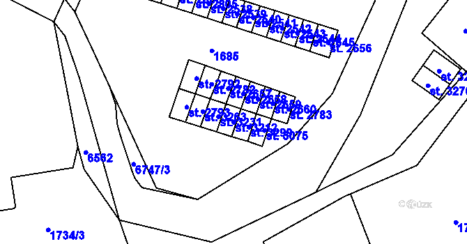Parcela st. 3212 v KÚ Kraslice, Katastrální mapa