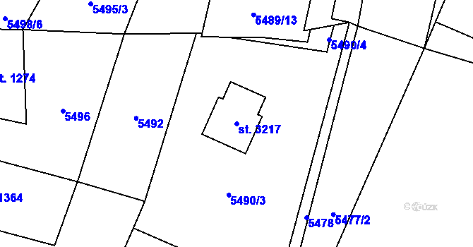 Parcela st. 3217 v KÚ Kraslice, Katastrální mapa