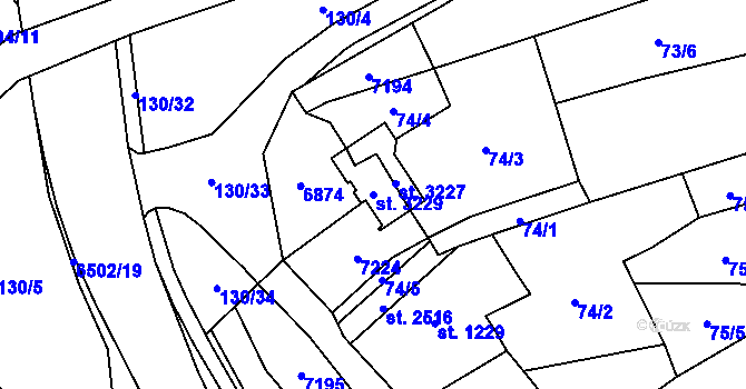 Parcela st. 3229 v KÚ Kraslice, Katastrální mapa