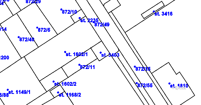 Parcela st. 3403 v KÚ Kraslice, Katastrální mapa