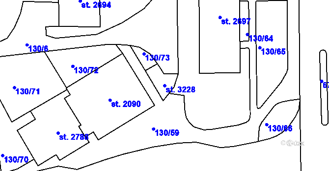 Parcela st. 3228 v KÚ Kraslice, Katastrální mapa