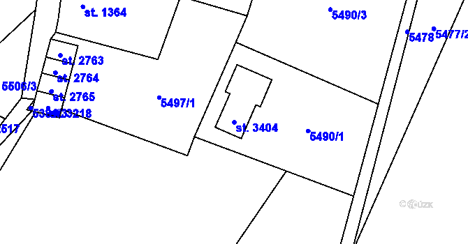 Parcela st. 3404 v KÚ Kraslice, Katastrální mapa