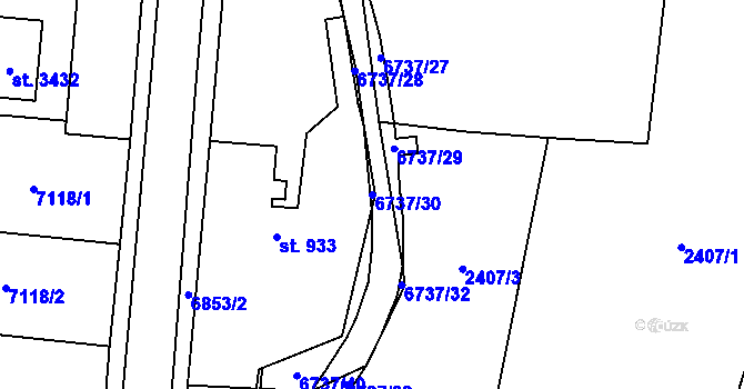 Parcela st. 6737/30 v KÚ Kraslice, Katastrální mapa