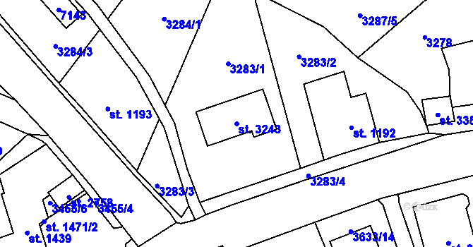 Parcela st. 3243 v KÚ Kraslice, Katastrální mapa