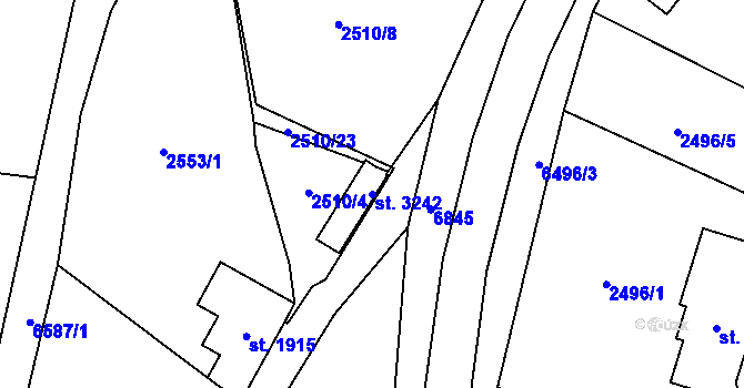 Parcela st. 3242 v KÚ Kraslice, Katastrální mapa