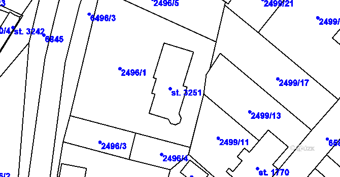 Parcela st. 3251 v KÚ Kraslice, Katastrální mapa