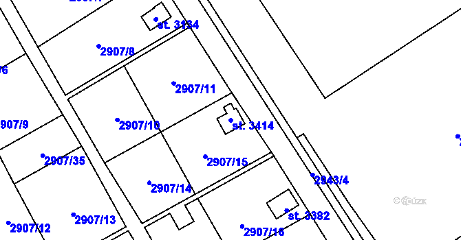 Parcela st. 3414 v KÚ Kraslice, Katastrální mapa