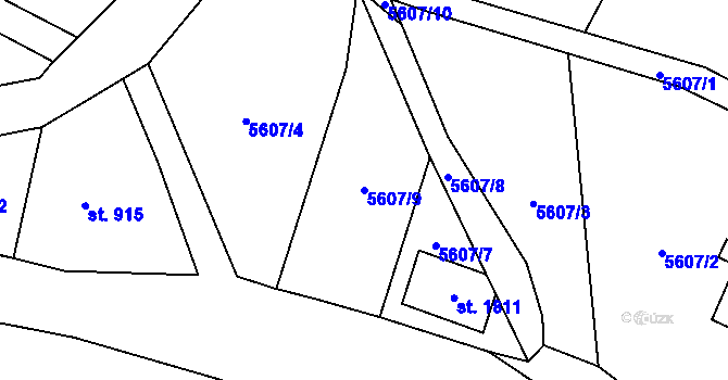 Parcela st. 5607/9 v KÚ Kraslice, Katastrální mapa