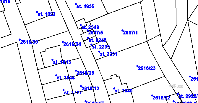 Parcela st. 3291 v KÚ Kraslice, Katastrální mapa