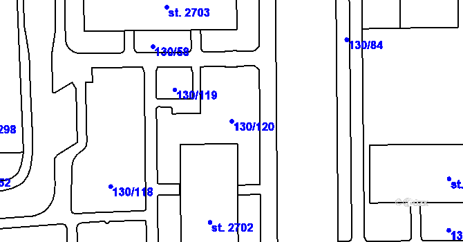 Parcela st. 130/120 v KÚ Kraslice, Katastrální mapa