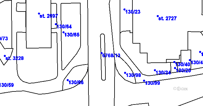 Parcela st. 6768/13 v KÚ Kraslice, Katastrální mapa