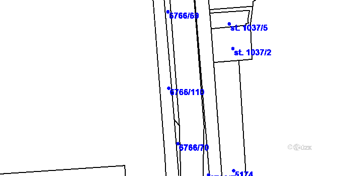 Parcela st. 6766/110 v KÚ Kraslice, Katastrální mapa