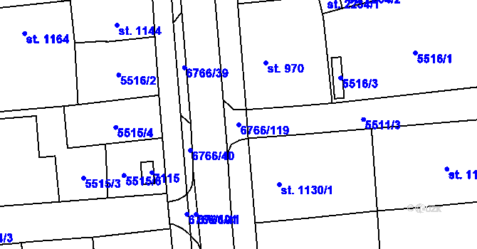 Parcela st. 6766/119 v KÚ Kraslice, Katastrální mapa