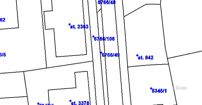 Parcela st. 6766/49 v KÚ Kraslice, Katastrální mapa