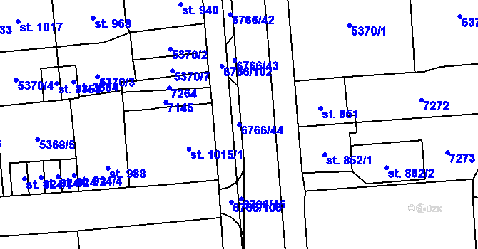 Parcela st. 6766/44 v KÚ Kraslice, Katastrální mapa