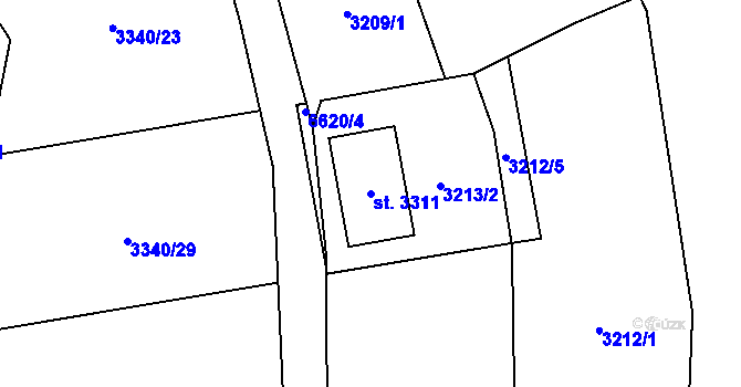 Parcela st. 3311 v KÚ Kraslice, Katastrální mapa