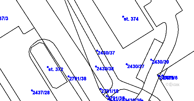 Parcela st. 2430/37 v KÚ Hraničná, Katastrální mapa