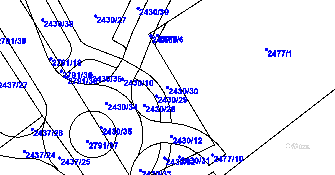 Parcela st. 2430/30 v KÚ Hraničná, Katastrální mapa