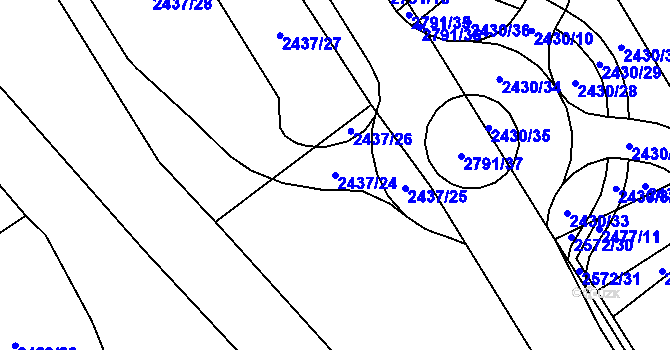 Parcela st. 2437/24 v KÚ Hraničná, Katastrální mapa
