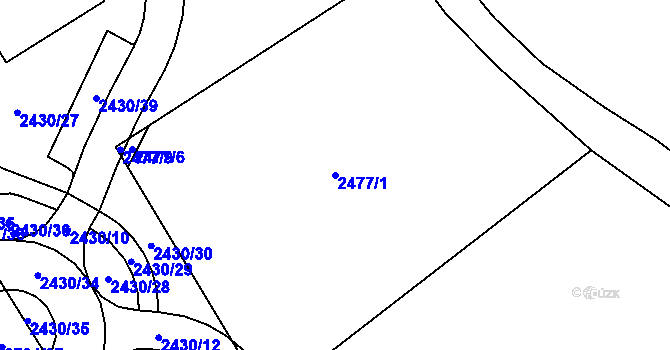 Parcela st. 2477/1 v KÚ Hraničná, Katastrální mapa