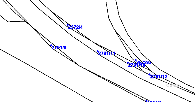 Parcela st. 2791/11 v KÚ Hraničná, Katastrální mapa