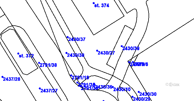 Parcela st. 2430/27 v KÚ Hraničná, Katastrální mapa