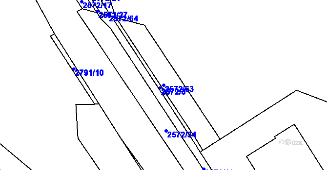 Parcela st. 2572/63 v KÚ Hraničná, Katastrální mapa