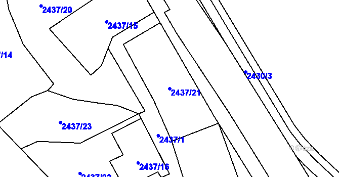 Parcela st. 2437/21 v KÚ Hraničná, Katastrální mapa