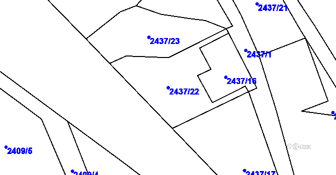 Parcela st. 2437/22 v KÚ Hraničná, Katastrální mapa