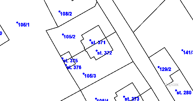 Parcela st. 372 v KÚ Krásná u Kraslic, Katastrální mapa