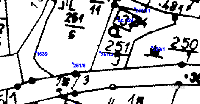 Parcela st. 251/3 v KÚ Krásná, Katastrální mapa