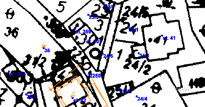 Parcela st. 24/5 v KÚ Krásná, Katastrální mapa