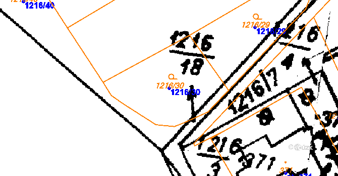 Parcela st. 1216/30 v KÚ Krásná, Katastrální mapa