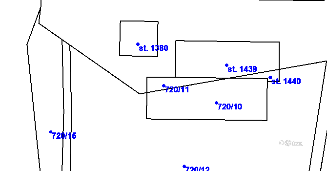 Parcela st. 720/11 v KÚ Krásná pod Lysou Horou, Katastrální mapa